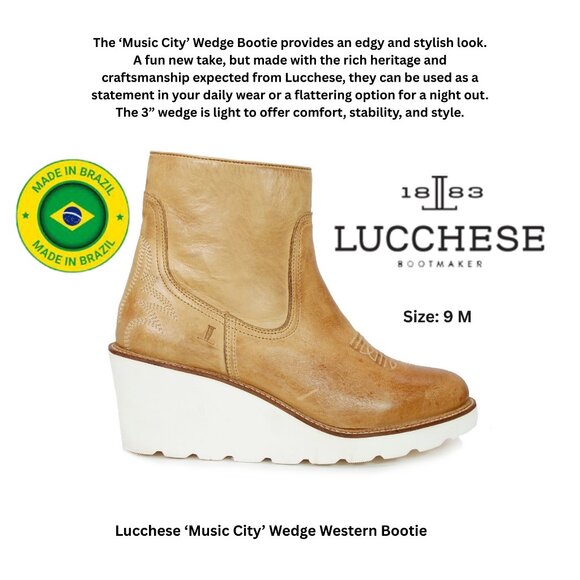 Lucchese ‘Music City’ Wedge Western Bootie - Picture 1 of 10